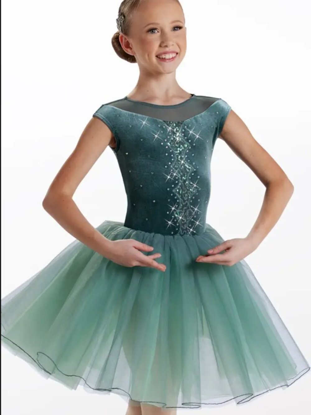 Weissman Scallop Inset Boatneck Tutu Dress-Dance costume- 16657 - Picture 7 of 8